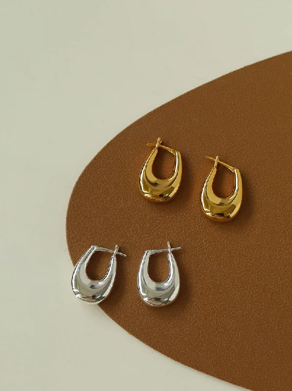 Women’s gemstone stud earrings-U-Shaped Minimalist Hoops Earrings