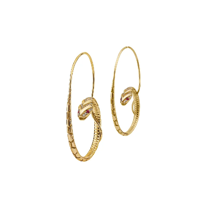 Women’s geometric dangle earrings-The Snake Hoop Earrings