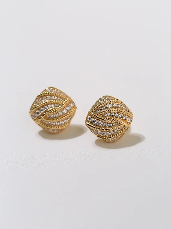 Women’s unique earrings-Vintage-Inspired Square Twist Diamond Stud Earrings