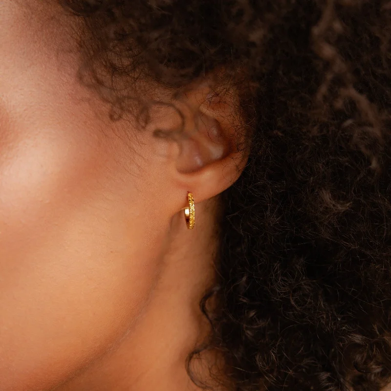 Women’s bold earrings-Citrine Pave Huggies