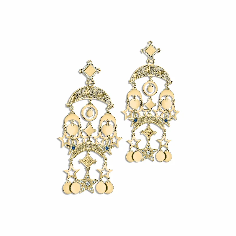 Women’s cubic zirconia earrings-Crescent Chandelier Earrings