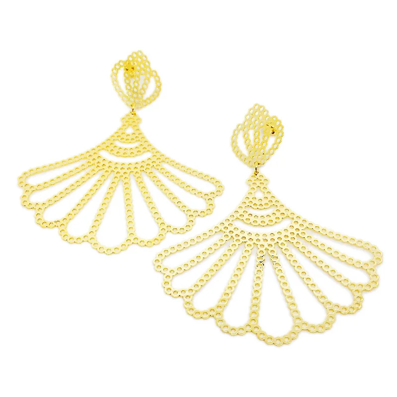 Women’s geometric stud earrings-Fanned Drops Earrings