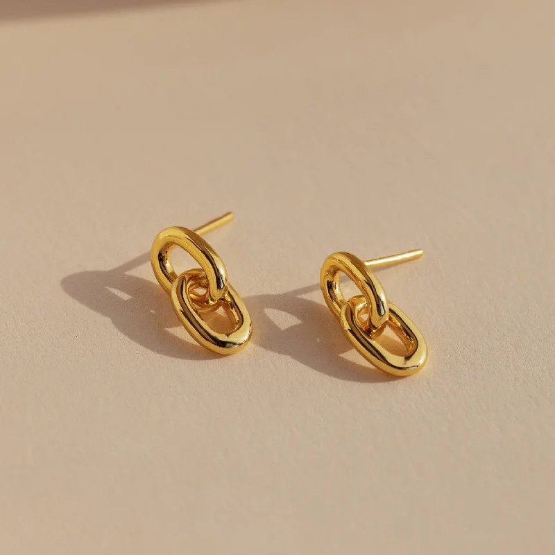 Women’s geometric stud earrings-Link Drop Studs