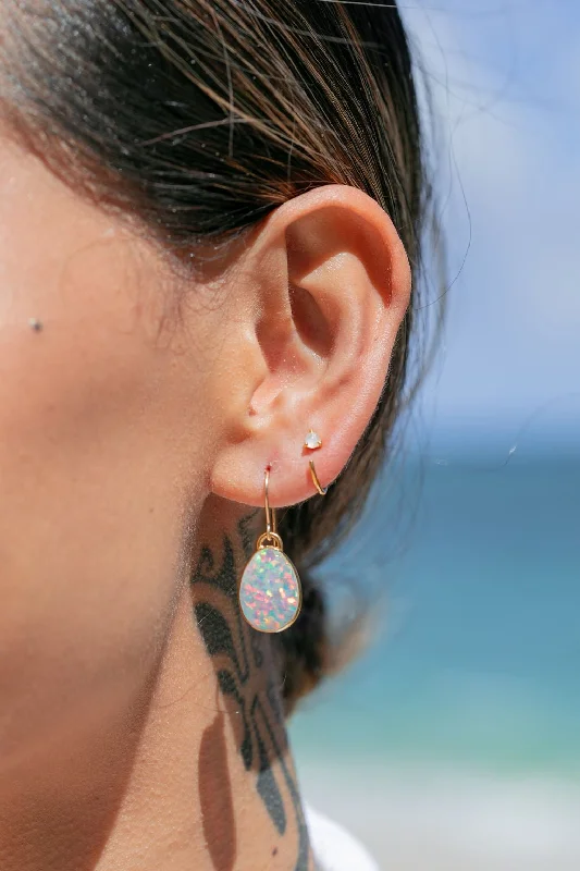 Women’s polished earrings-Sale - Tiny Open Opal Hoop Earrings - Kalino