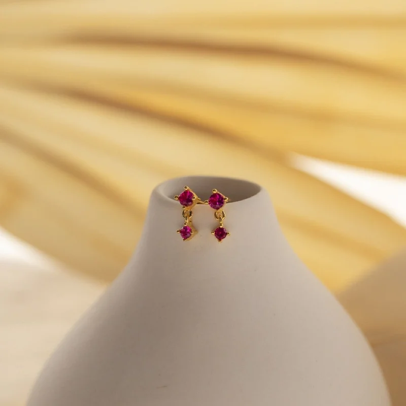 Women’s designer earrings-Ruby Birthstone Drop Studs