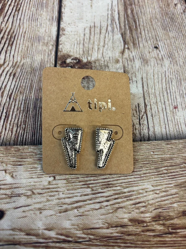 Women’s small stud earrings-Lightning Bolt Post Earrings