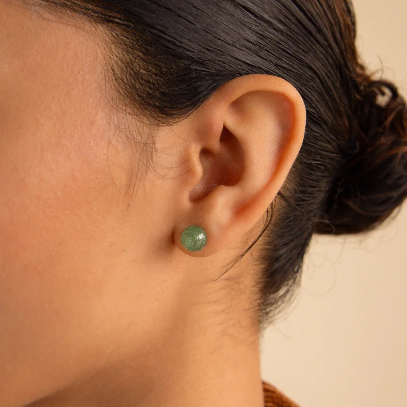 Women’s pearl earrings-Jade Bead Studs