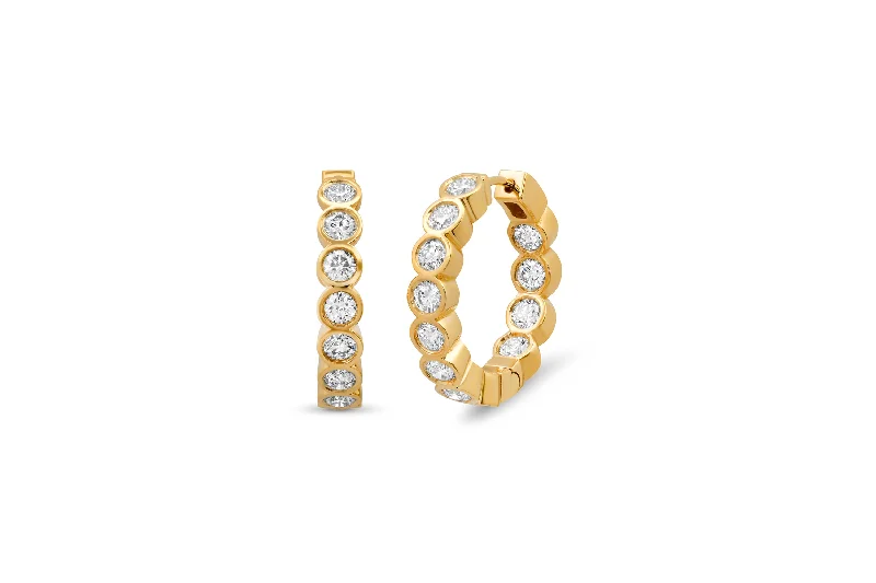 Women’s elegant hoop earrings-Bezel Diamond Hoop Earrings