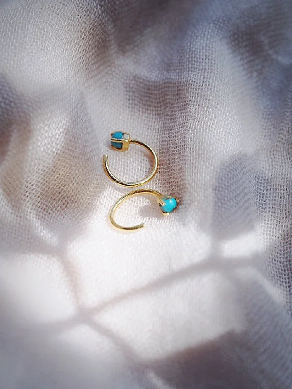 Women’s cuff earrings-Sale - Tiny Open Turquoise Hoop Earrings - Malu