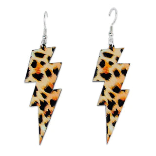 Women’s clip-on earrings-Leopard Lightning Bolt Earrings