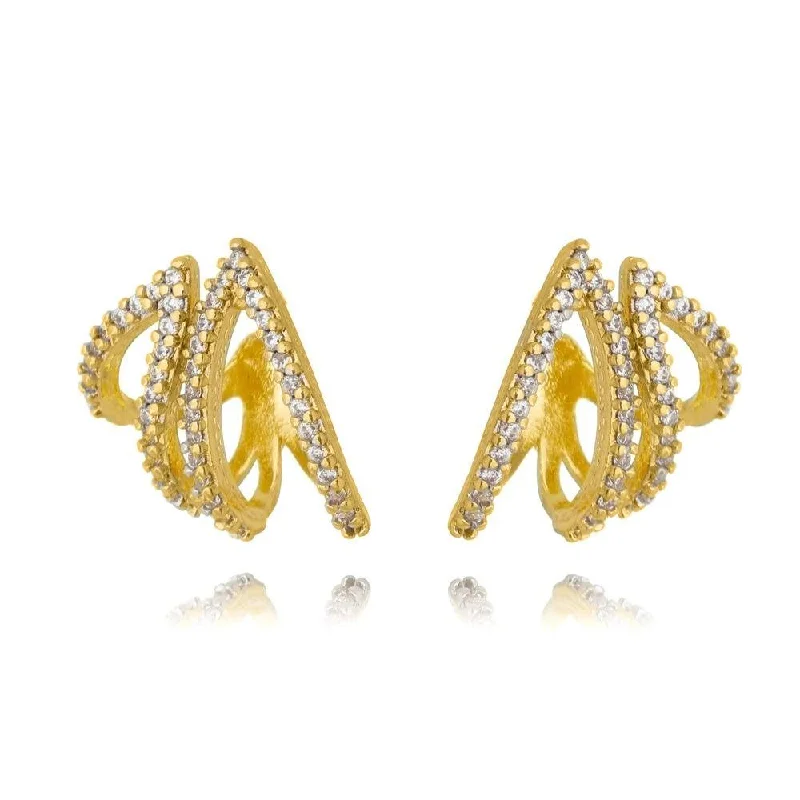 Women’s gold hoop earrings-CZ Ear Wrap Earrings