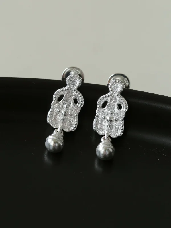 Women’s elegant earrings-Sterling Silver Meditation Pendant Earrings