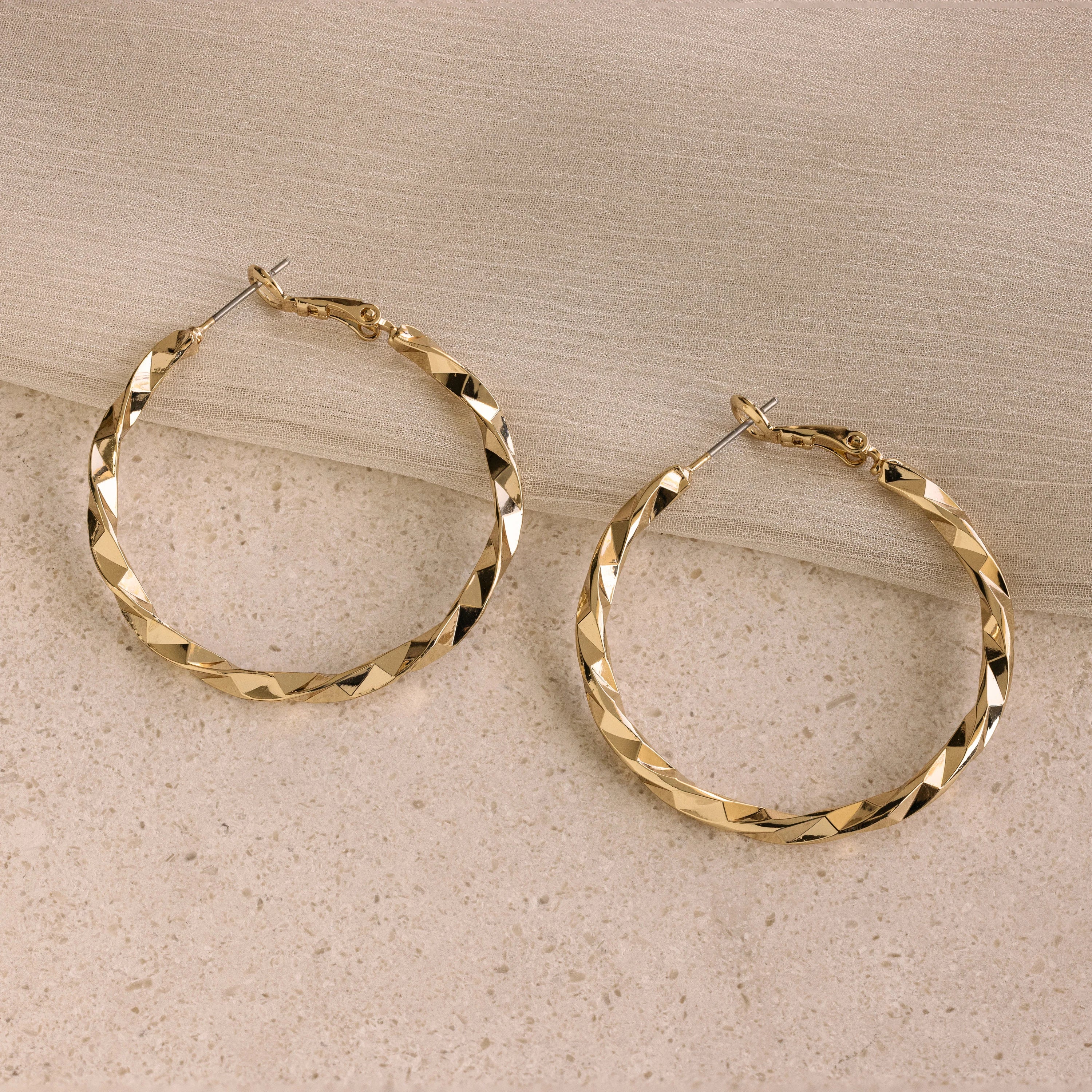 Women’s small stud earrings-Large Twisted Hoops