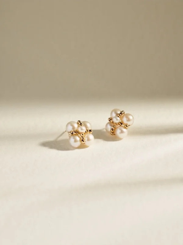 Women’s crystal earrings-Embellished Series Lucky Clover Ear Clip Ear Studs