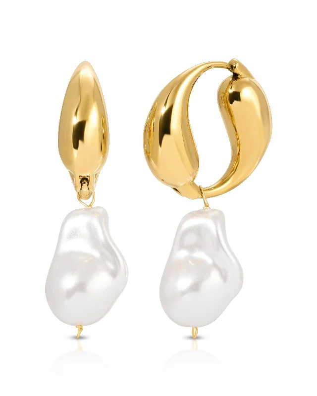 Women’s polished earrings-Twist Vegan Pearl Earrings