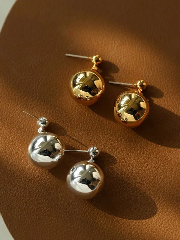 Women’s trendy earrings-Chic Metal Water Droplet Ball Drop Earrings