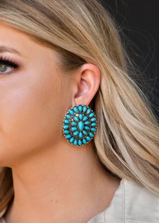 Women’s wedding earrings-Turquoise Cluster Earrings