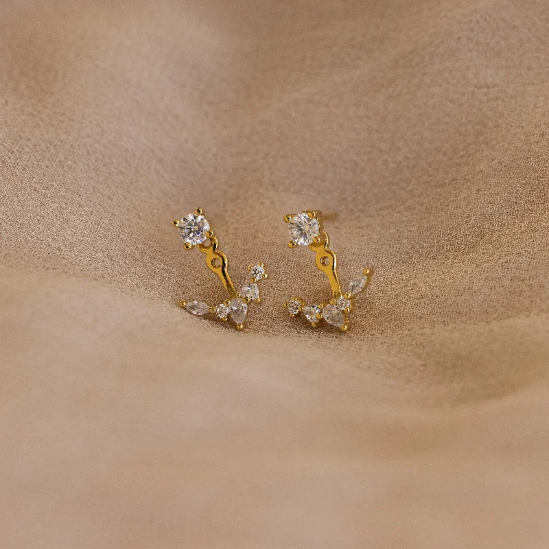 Women’s luxury diamond earrings-Diamond Cluster Ear Jackets