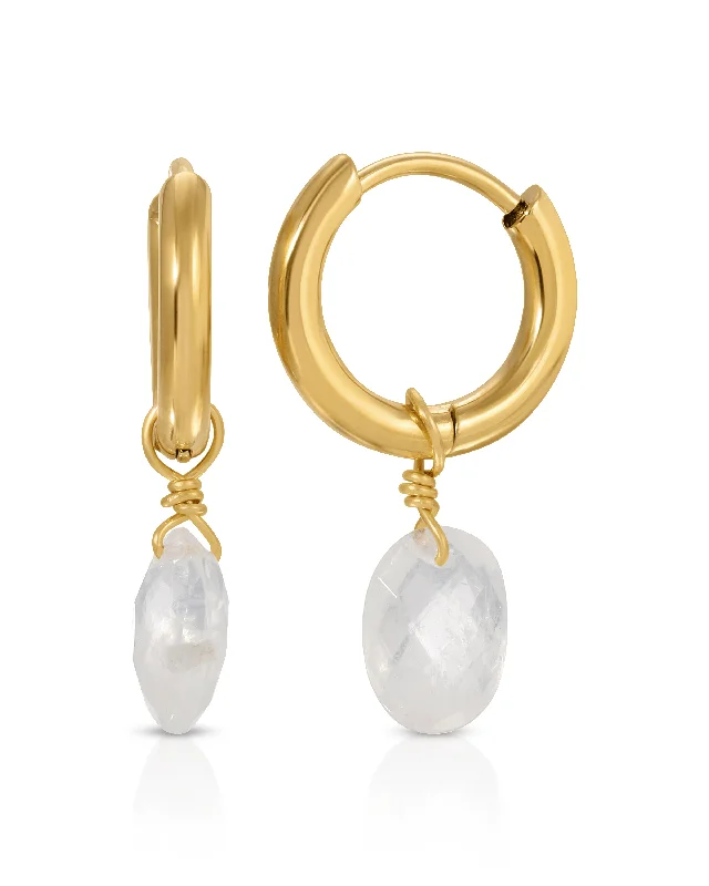 Women’s luxury earrings sets-Northwich Moonstone Hoops