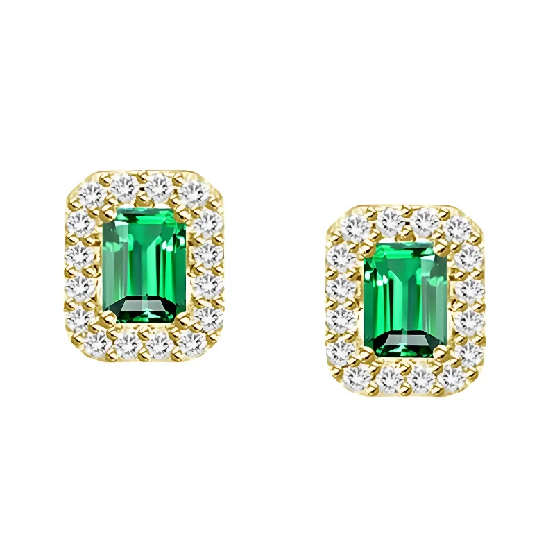 Women’s luxury hoop earrings-EMERALD & DIAMOND STUD EARRINGS