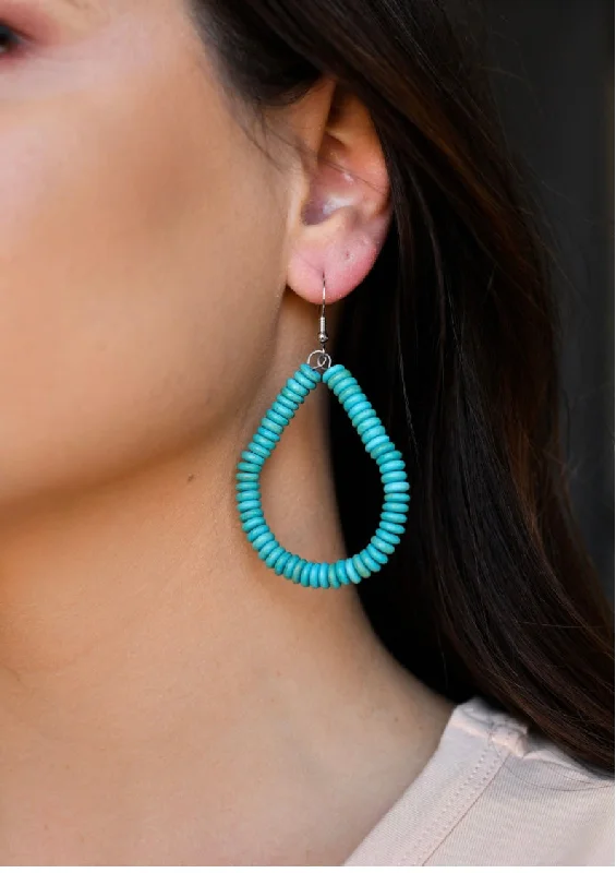 Women’s classic hoop earrings-Turquoise Rondel Teardrop Earrings