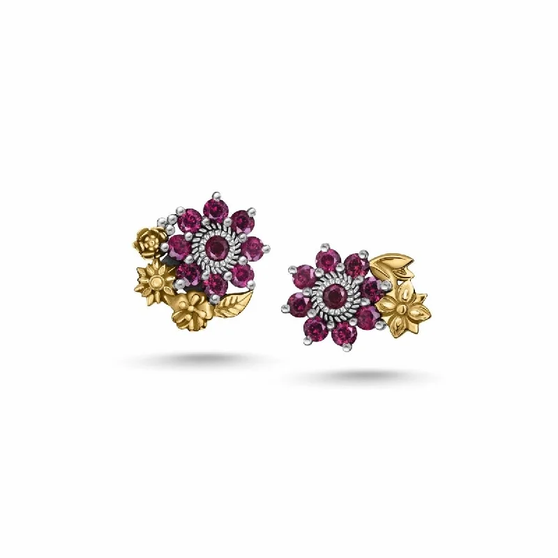 Women’s diamond drop earrings-Mismatched Floral Earrings