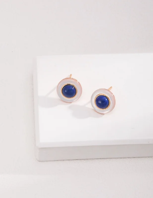 Women’s large hoop earrings-Blue and White Lapis Lazuli Earrings