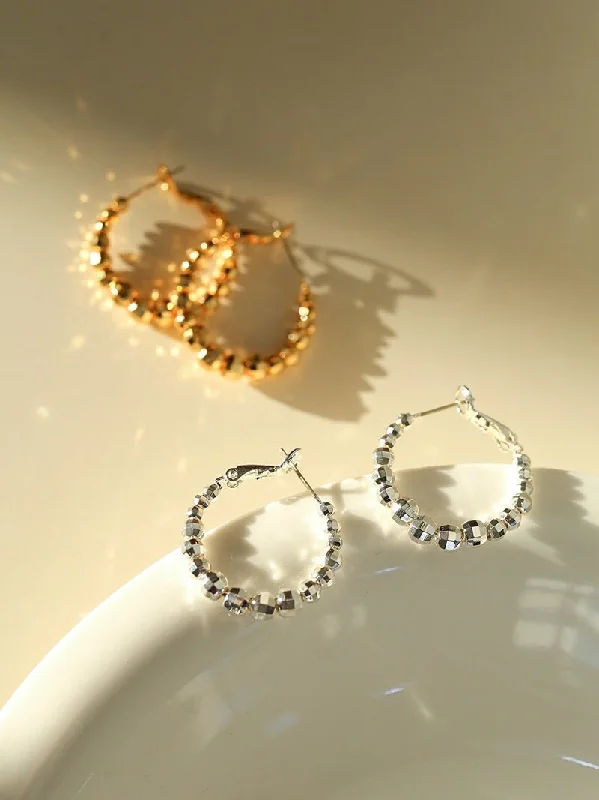 Women’s drop and dangle earrings-Fortune's Turn Faceted Laser Gradient Bead Single Row Hoop earrings