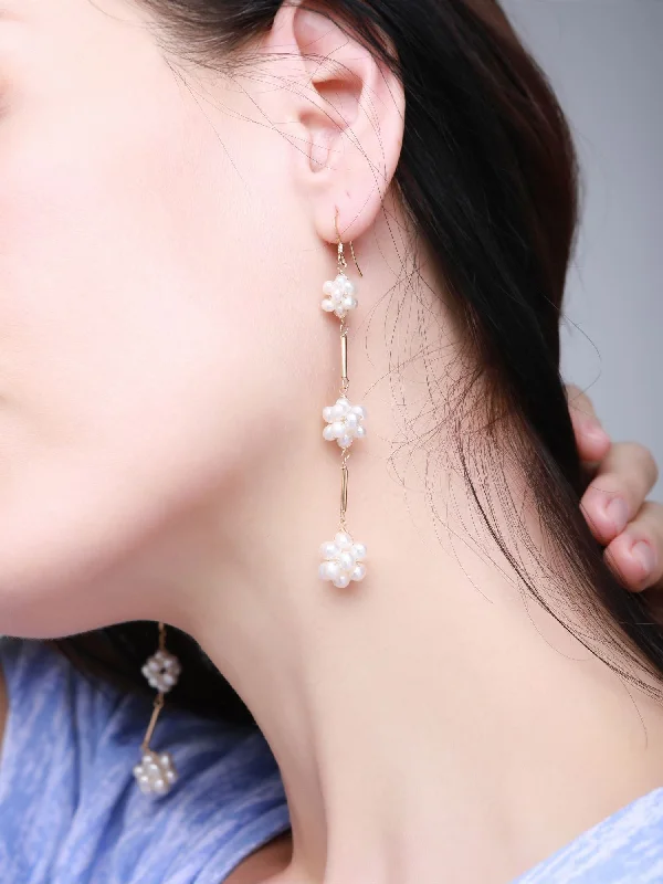 Women’s statement earrings-Starry Series Triple Cluster Floral Earrings