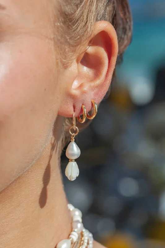 Women’s opal earrings-Asymmetrical Pikake & Pearl Earrings - Huali