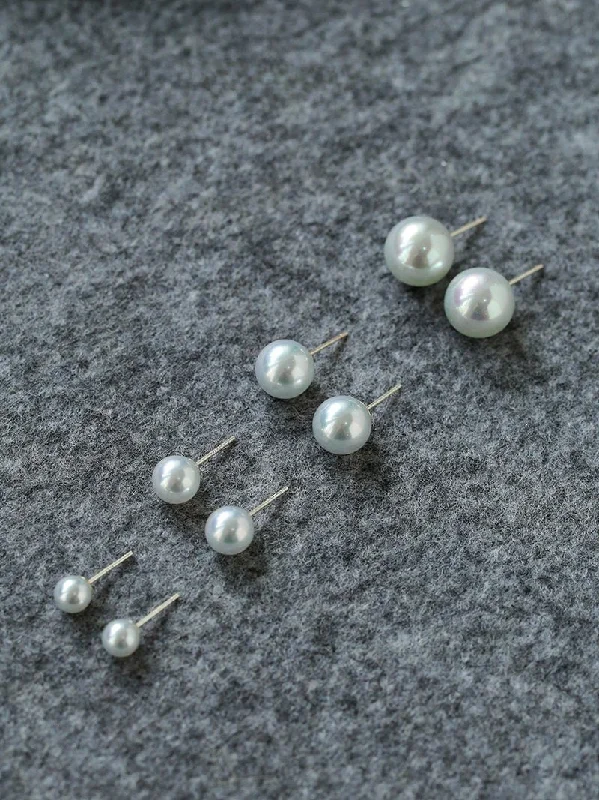 Women’s minimal hoop earrings-Artificial Australian White Pearl Stud Earrings