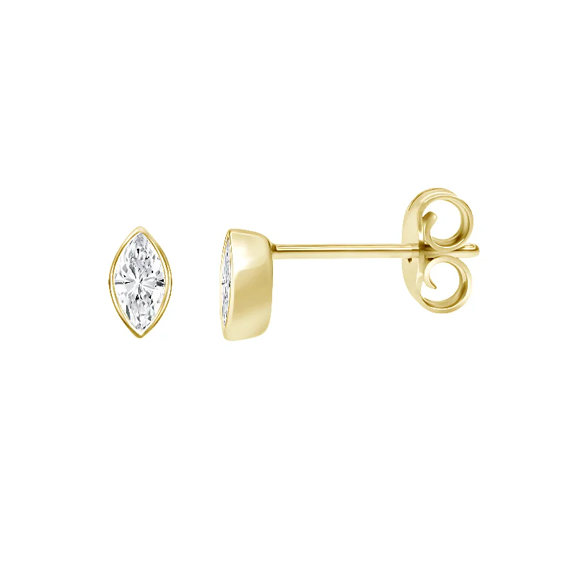 Women’s classic hoop earrings-18 KARAT .55CT Marquise CUT BEZEL SET STUD EARRINGS