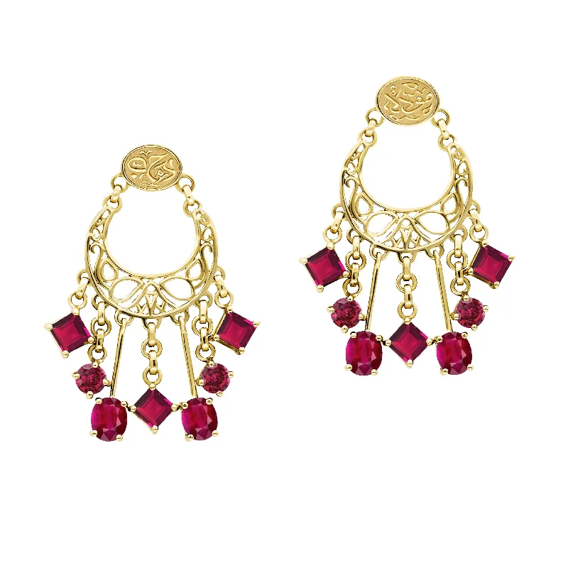 Women’s gold earrings-Falahy Stone Earrings