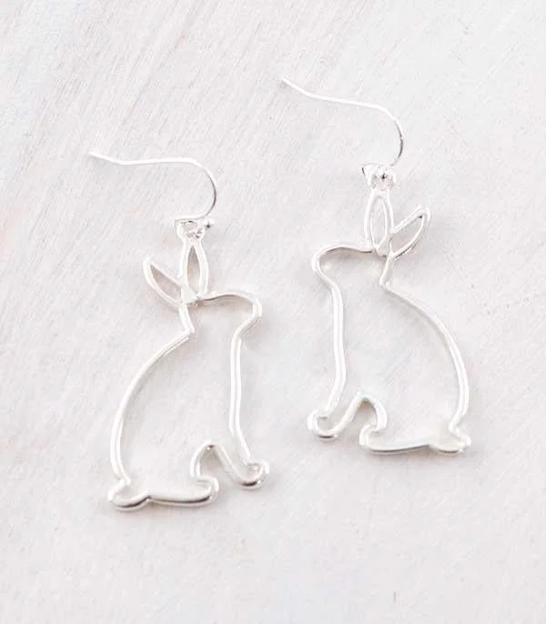 Women’s diamond drop earrings-Silver Bunny Earrings