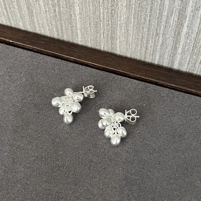 Women’s diamond drop earrings-Solid 925 Sterling Silver Grape Earrings