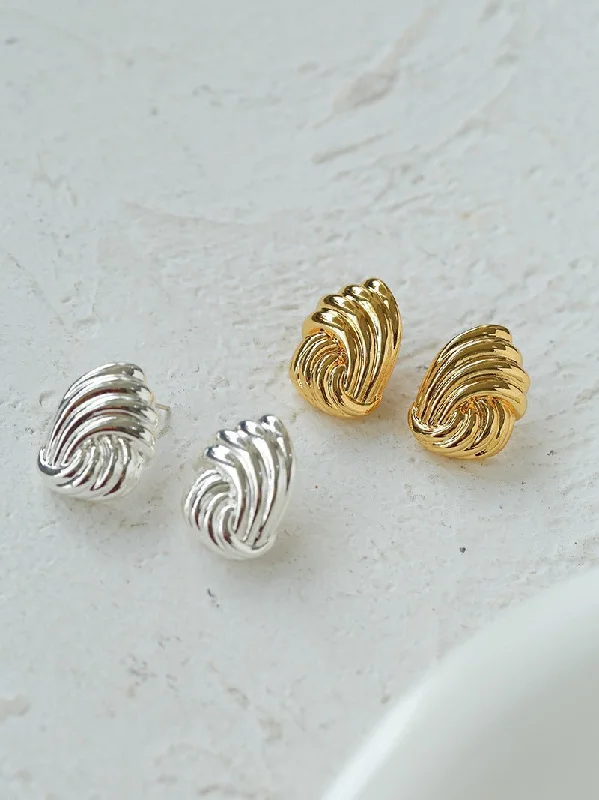 Women’s gemstone dangle earrings-Spiral Metal Wind Stripe Geometric Earrings