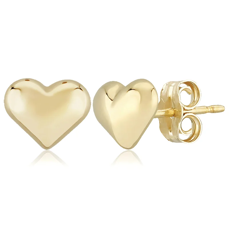 Women’s cubic zirconia earrings-14k Yellow Gold Heart Earrings