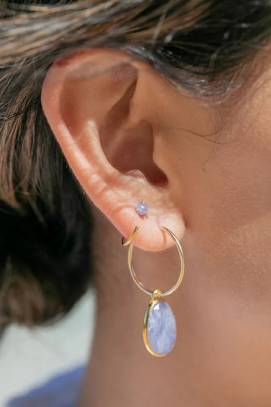 Women’s minimal hoop earrings-Sale - Tiny Open Tanzanite Hoop Earrings - Maka'alohi