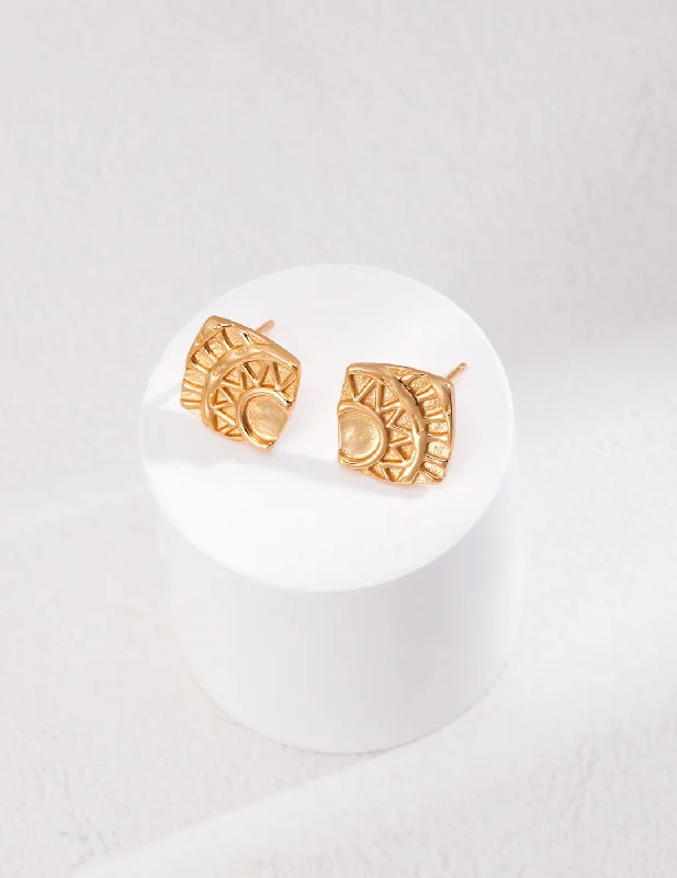 Women’s trendy earrings-Square Printed Stud Earrings