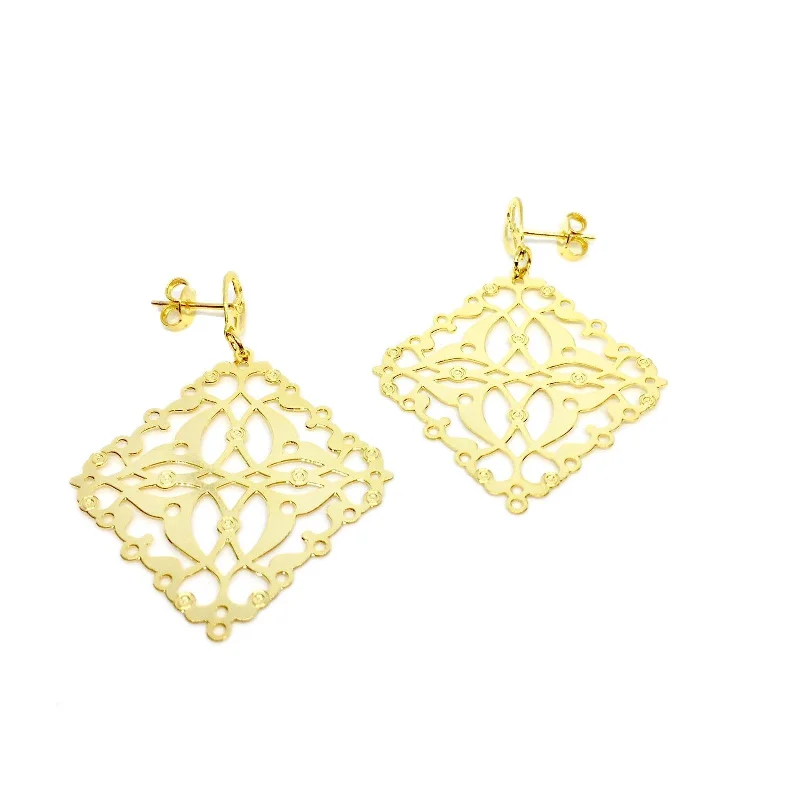 Women’s cubic zirconia earrings-Lorena Square Earrings