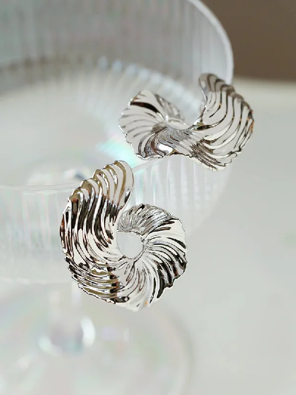 Women’s bridal earrings-Abstract Wave Texture Statement Earrings