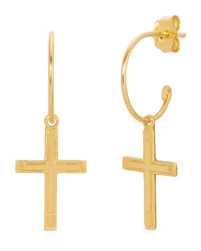 Women’s statement hoop earrings-Balson Cross Earrings