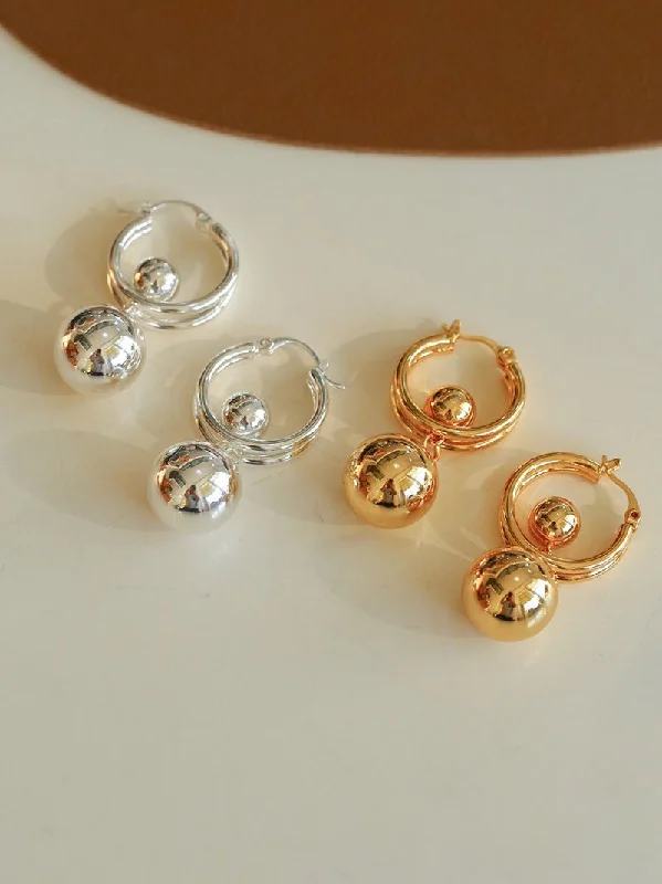 Women’s bridal earrings-Dynamic Sphere Hoop Earrings