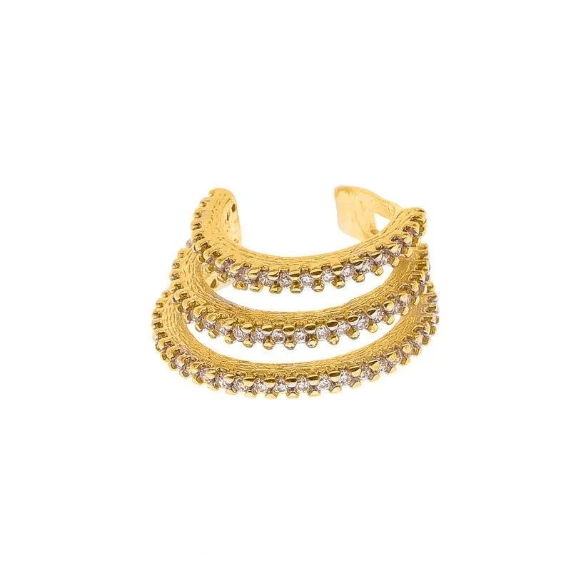 Women’s big earrings-Cz Stack Ear Cuff