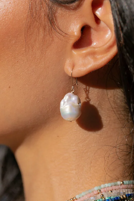 Women’s opal earrings-Flameball Pearl Drop Earrings - Kiele