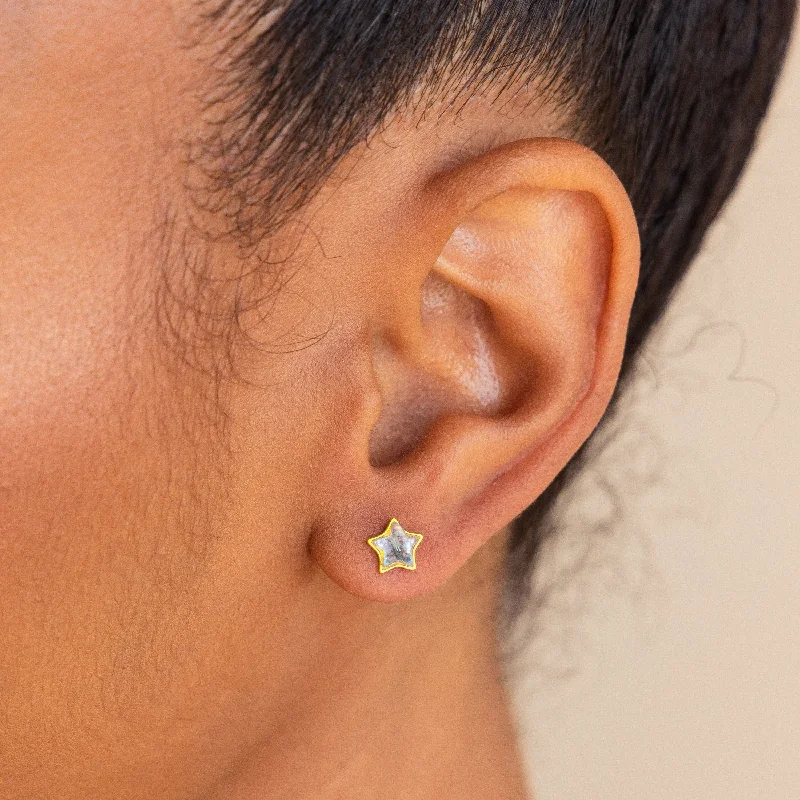 Women’s fashion earrings-Moonstone Star Studs