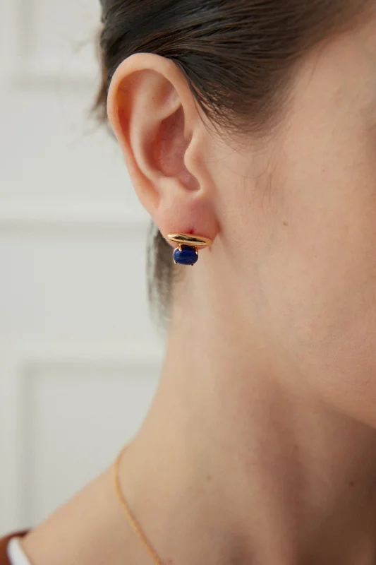 Women’s hoop earrings-Lapis Lazuli / Malachite Minimalist Earrings