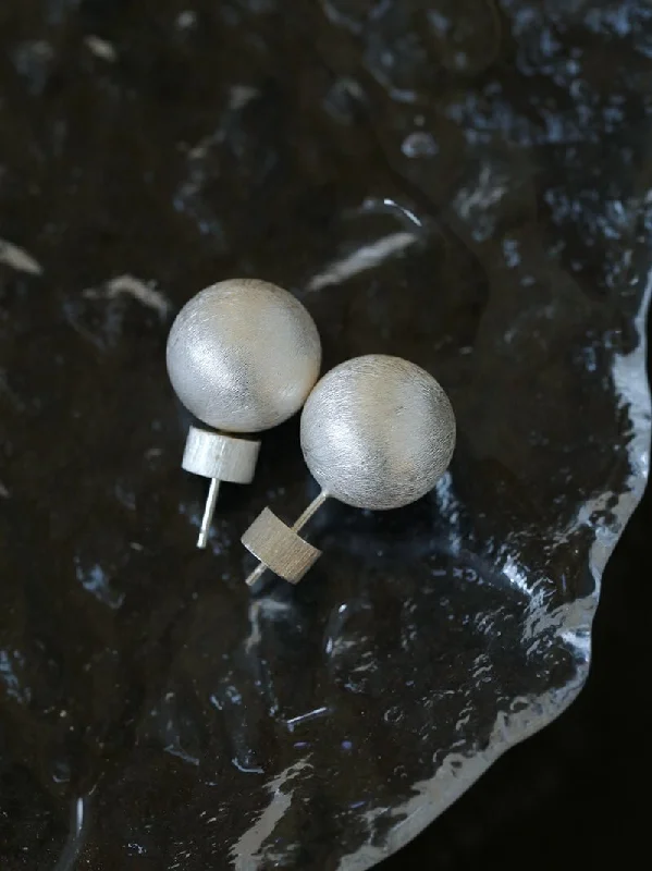 Women’s modern earrings-Classic Brushed Round Stud Earrings