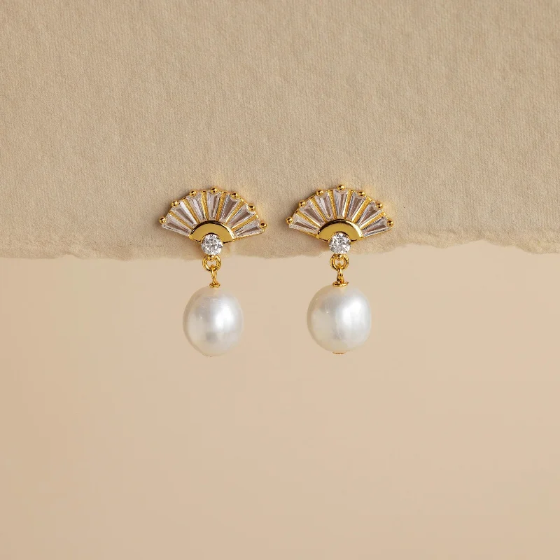 Women’s luxury hoop earrings-Art Deco Pearl Drop Earrings