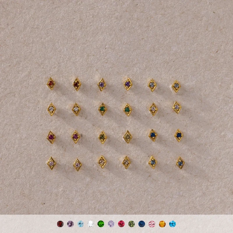 Women’s bridal earrings-Geometric Birthstone Flat Back Studs